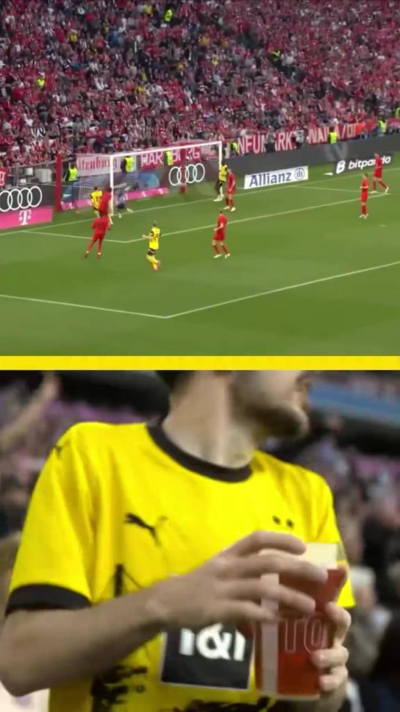 勇者無(wú)懼！這是真多特球迷！在拜仁球迷區(qū)一個(gè)人肆意慶祝！