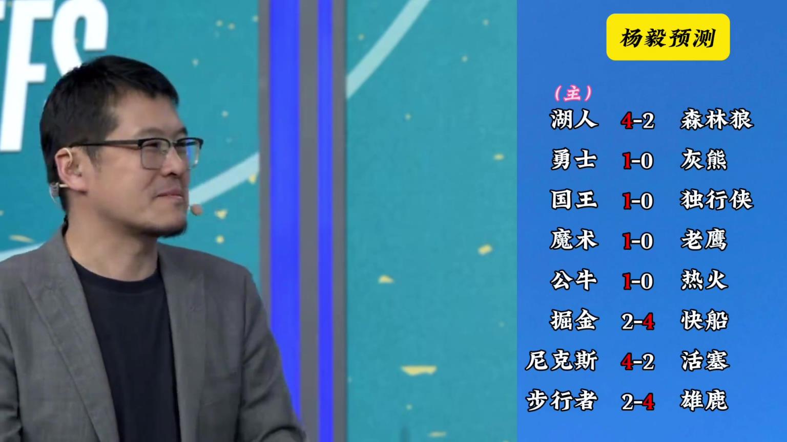 明燈來(lái)了！看看楊毅的季后賽預(yù)測(cè)：湖人4-2狼 快船4-2掘金